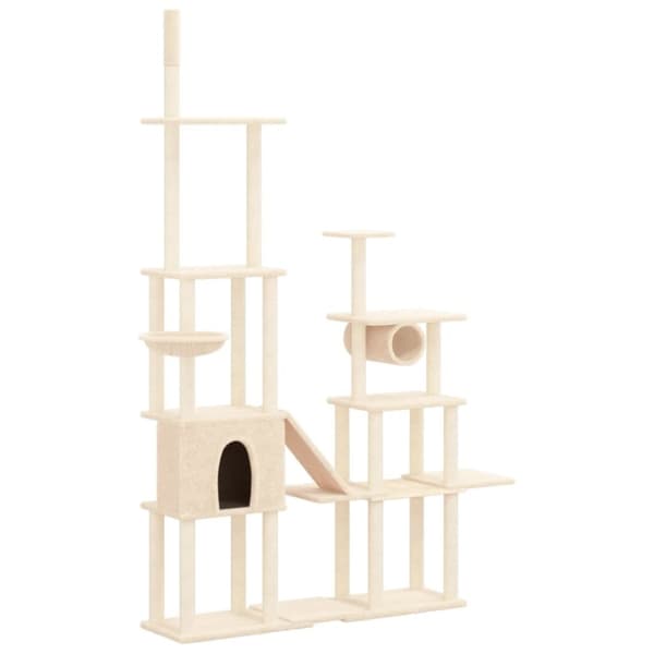vidaXL Katträd med klöspelare sisal gräddvit 279 cm