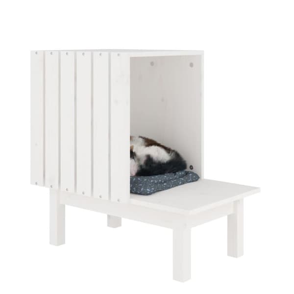 vidaXL Kattehus hvit 60x36x60 cm heltre furu