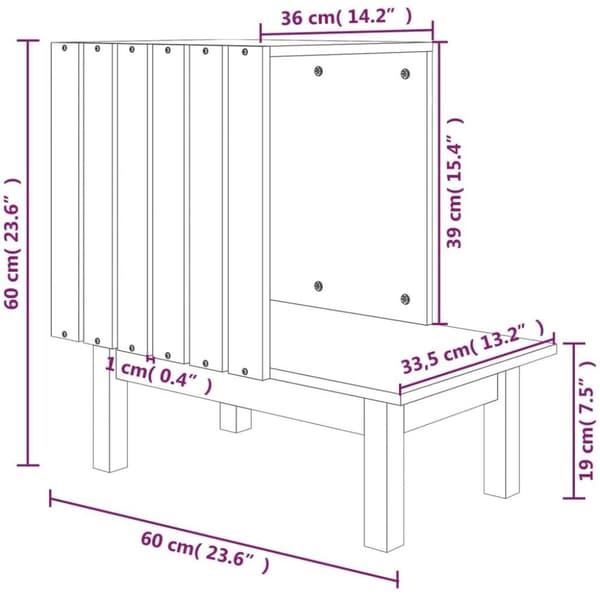 vidaXL Kattehus hvit 60x36x60 cm heltre furu