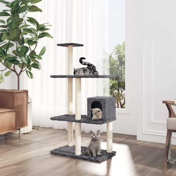 vidaXL kradsetræ med sisalstolper 119 cm mørkegrå