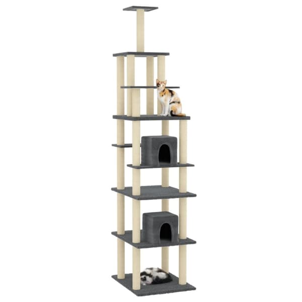 vidaXL Klösträd med klöspelare i sisal mörkgrå 216 cm
