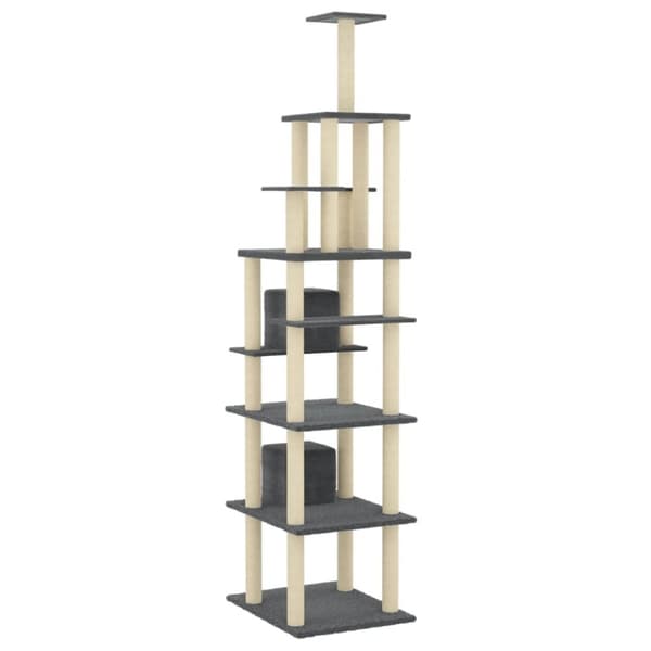 vidaXL Klösträd med klöspelare i sisal mörkgrå 216 cm