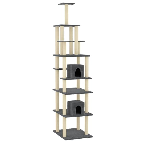 vidaXL Klösträd med klöspelare i sisal mörkgrå 216 cm