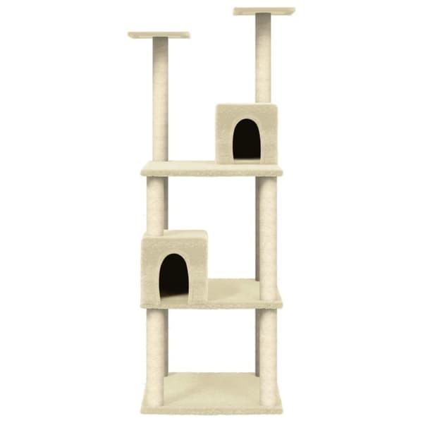 vidaXL Kattetre med klorestolper i sisal kremhvit 141 cm