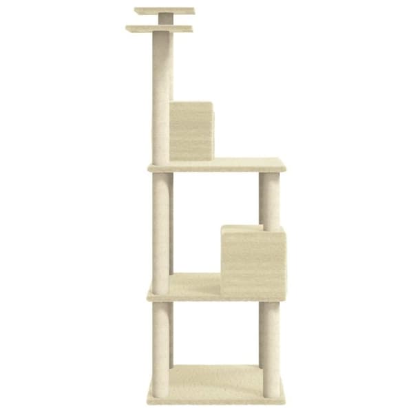 vidaXL Kattetre med klorestolper i sisal kremhvit 141 cm