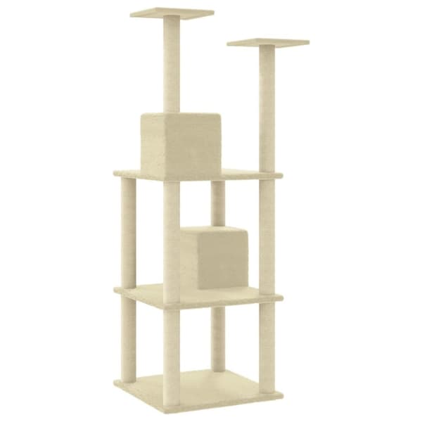 vidaXL Kattetre med klorestolper i sisal kremhvit 141 cm
