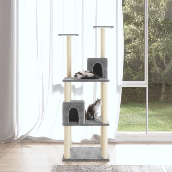 vidaXL Kloretre med klorestolper i sisal lysegrå 141 cm
