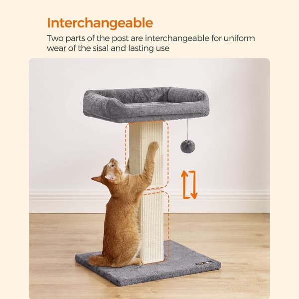 Scratching Post - fra 71 cm - med platform - grå