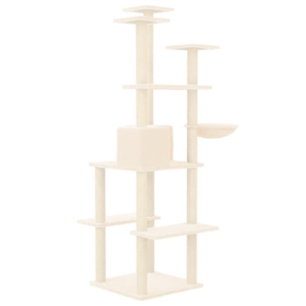 vidaXL Kattetre med klorestolper i sisal kremhvit 167 cm