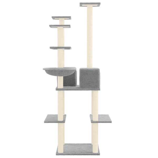 vidaXL Kattetre med klorestolper i sisal lysegrå 167 cm