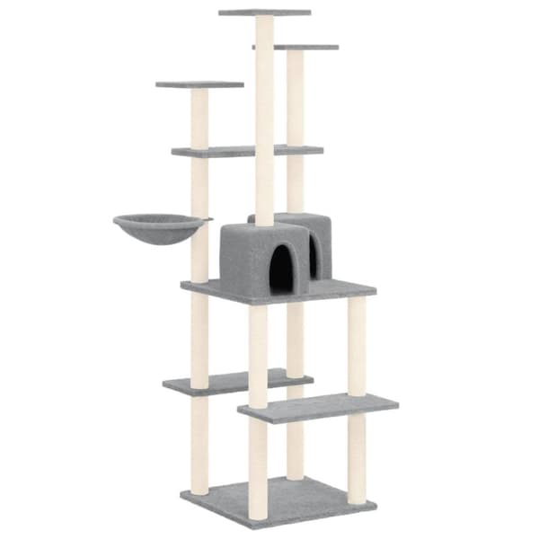 vidaXL Kattetre med klorestolper i sisal lysegrå 167 cm
