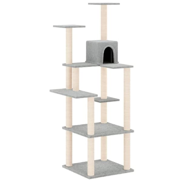 vidaXL Kissan kiipeilypuu sisal- raapimispylväillä vaaleanharm. 153 cm