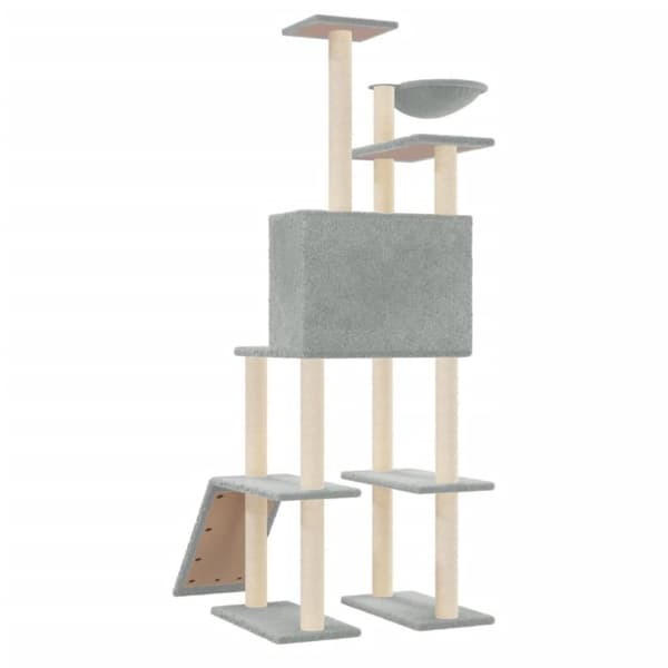 vidaXL Kissan kiipeilypuu sisal- raapimispylväillä vaaleanharm. 166 cm