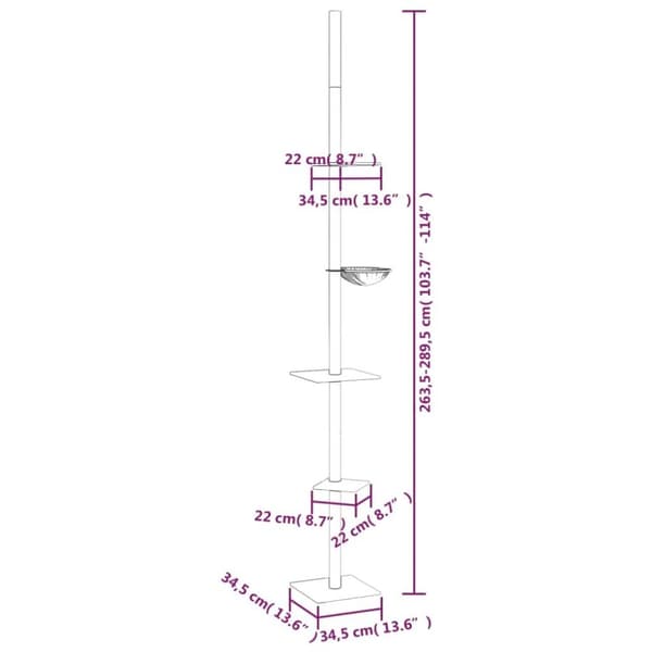 vidaXL kradsetræ fra gulv til loft 263,5-289,5 cm mørkegrå