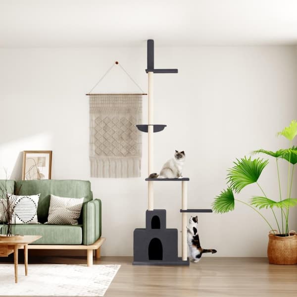 vidaXL kradsetræ fra gulv til loft 250,5-276,5 cm mørkegrå