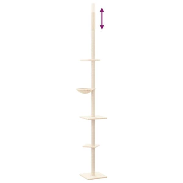 vidaXL Kattoon asti yltävä kissan kiipeilypuu kerma 263,5-289,5 cm