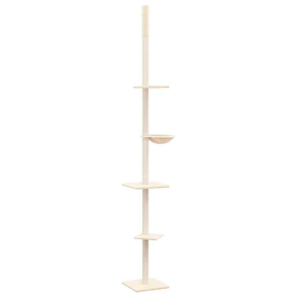 vidaXL Kattoon asti yltävä kissan kiipeilypuu kerma 263,5-289,5 cm