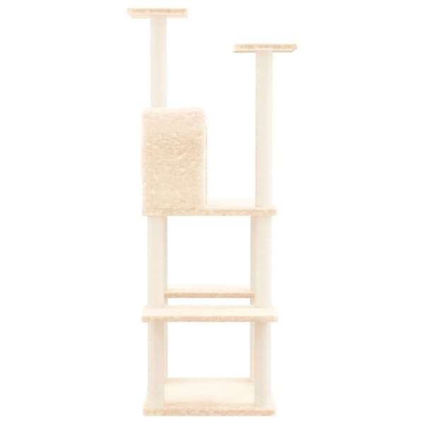 vidaXL Kissan kiipeilypuu sisal- raapimispylväillä kerma 144,5 cm
