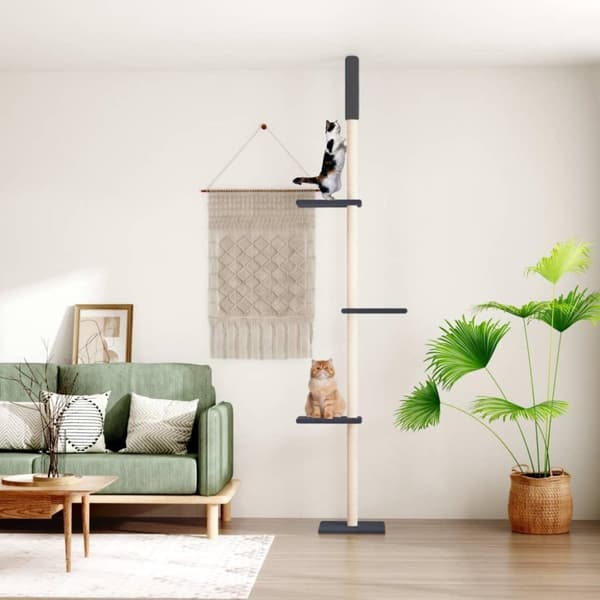 vidaXL kradsetræ fra gulv til loft 267,5-297,5 cm mørkegrå