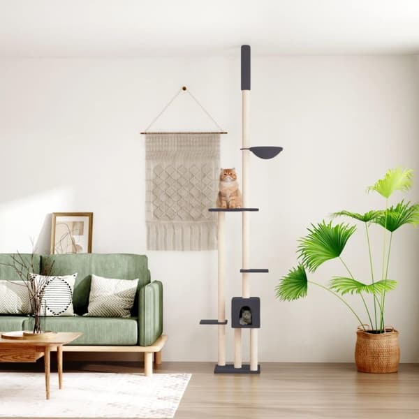 vidaXL kradsetræ fra gulv til loft 258,5-284,5 cm mørkegrå