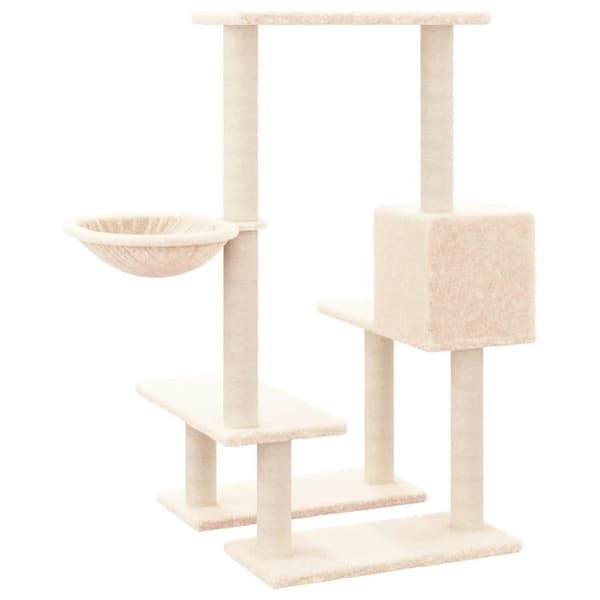 vidaXL Kattetre med klorestolper i sisal kremhvit 94,5 cm