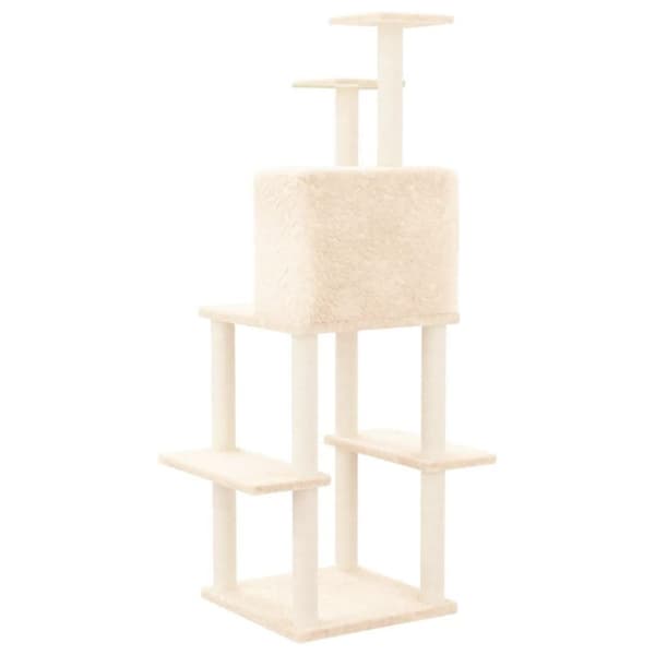 vidaXL Katträd med klöspelare sisal gräddvit 144,5 cm