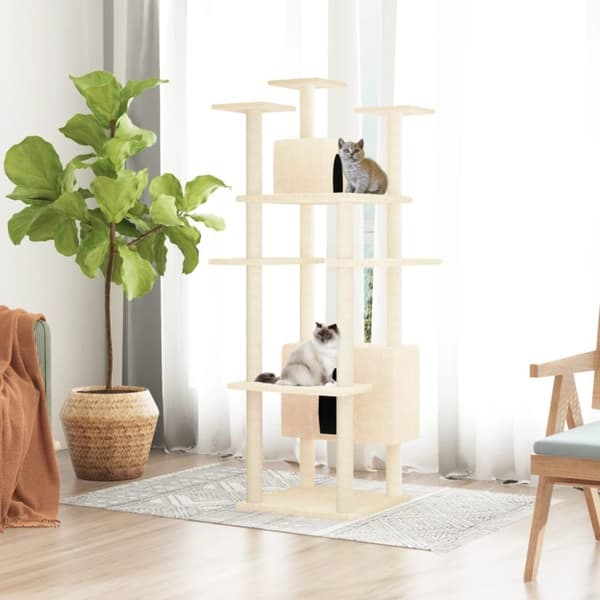 vidaXL Klösträd med sisalpelare gräddvit 162 cm