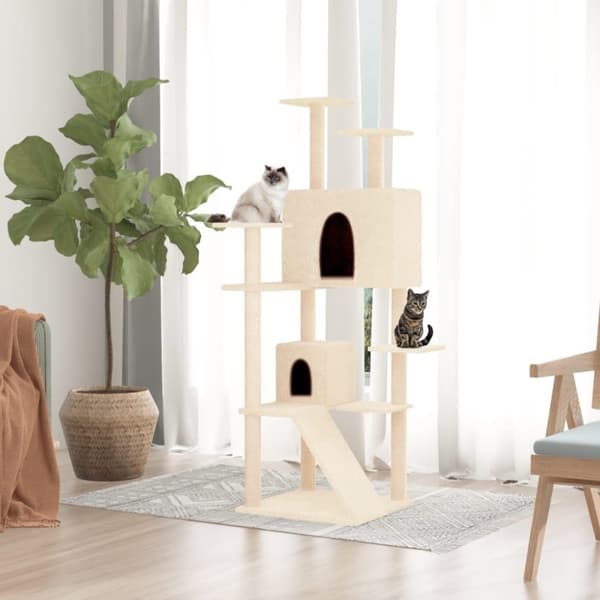 vidaXL Klösträd med sisalpelare gräddvit 153 cm