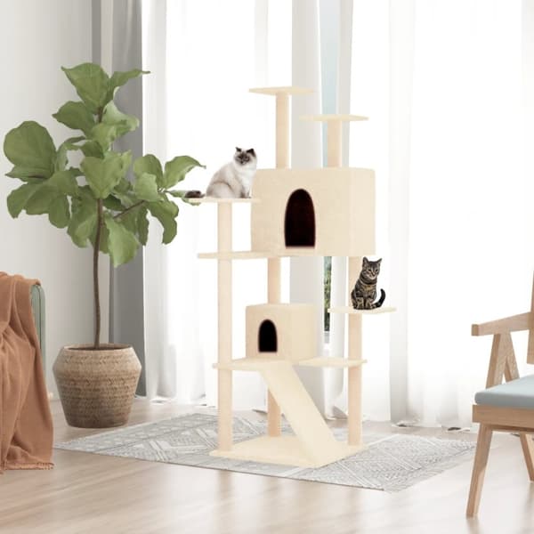 vidaXL Klösträd med sisalpelare gräddvit 153 cm