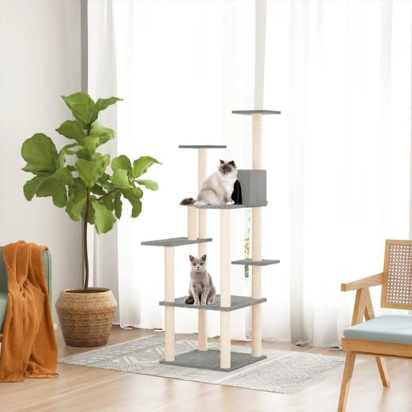 vidaXL Klösträd med sisalpelare ljusgrå 153 cm