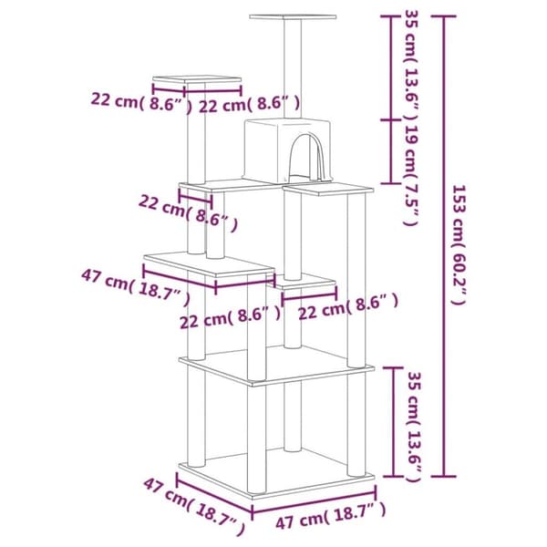 vidaXL Klösträd med sisalpelare mörkgrå 153 cm