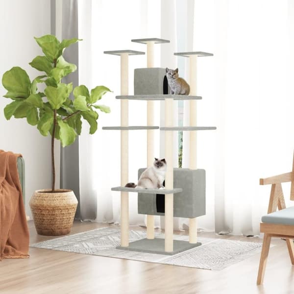 vidaXL Klösträd med sisalpelare ljusgrå 162 cm