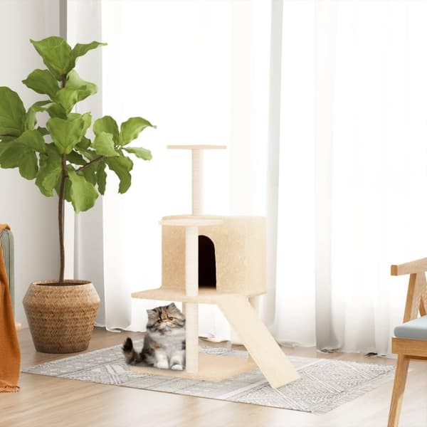 vidaXL Klösträd med sisalpelare gräddvit 109 cm