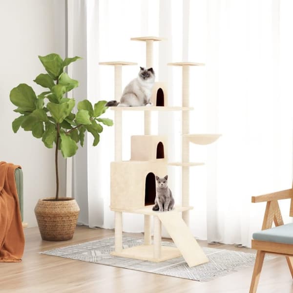 vidaXL Katträd med klöspelare sisal gräddvit 175 cm