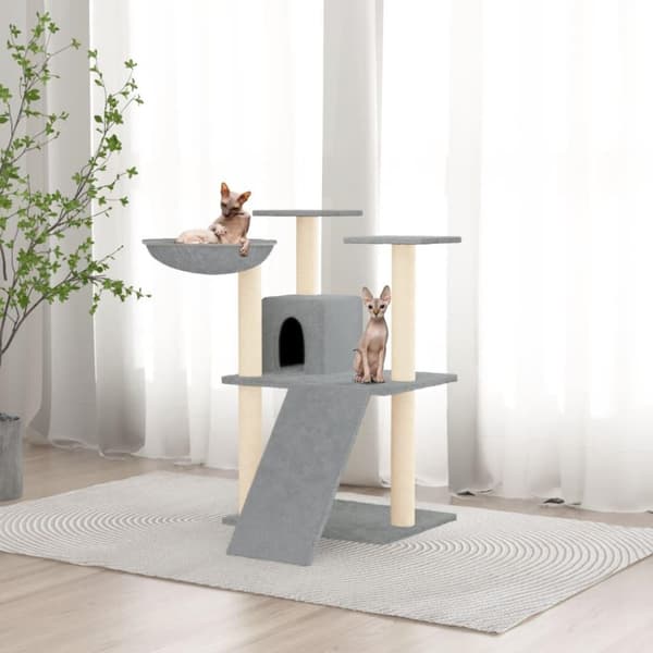 vidaXL Kattetre med klorestolper i sisal lysegrå 83 cm