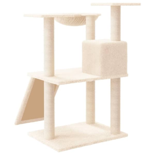 vidaXL Kattetre med klorestolper i sisal kremhvit 83 cm