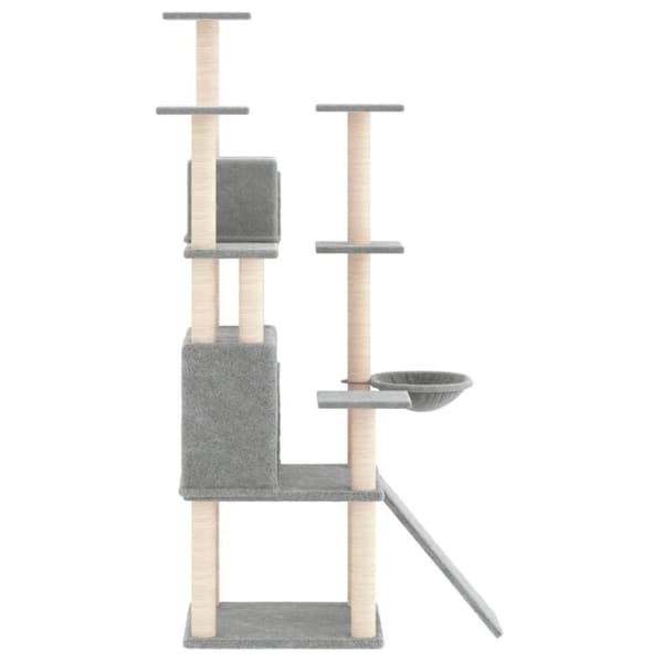 vidaXL Kattetre med klorestolper i sisal lysegrå 154 cm