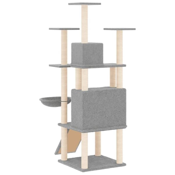 vidaXL Kattetre med klorestolper i sisal lysegrå 154 cm