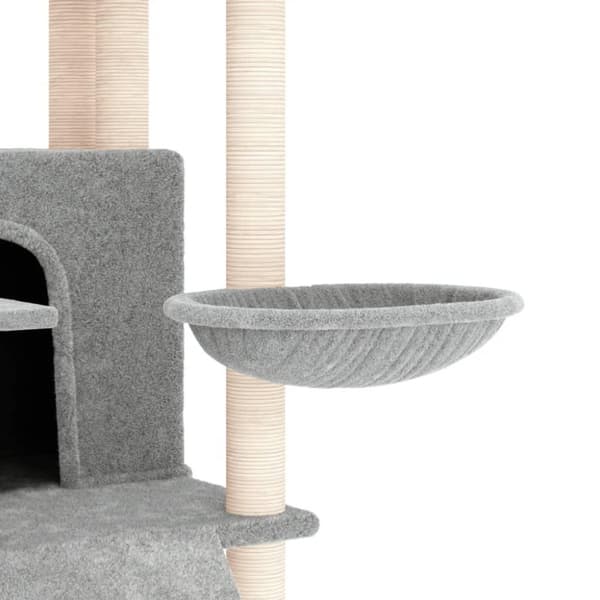 vidaXL Kattetre med klorestolper i sisal lysegrå 154 cm