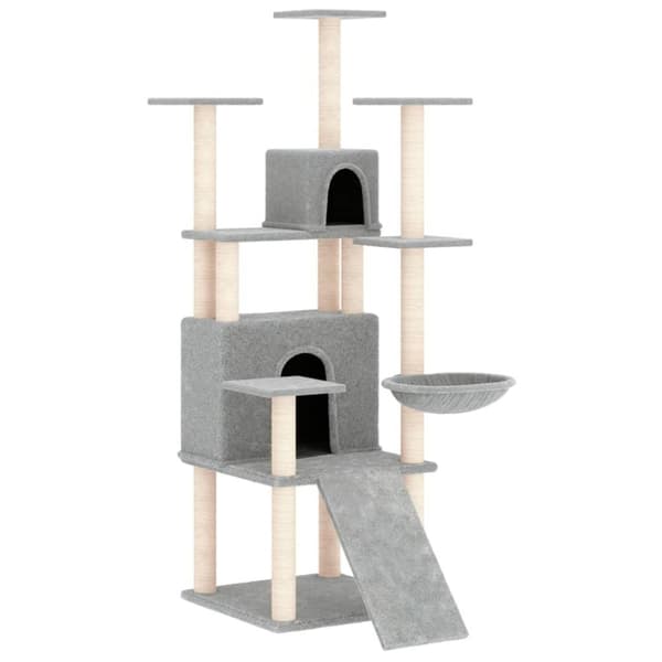 vidaXL Kattetre med klorestolper i sisal lysegrå 154 cm