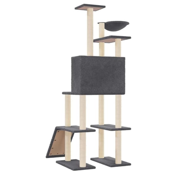 vidaXL Klösträd med sisalpelare mörkgrå 166 cm