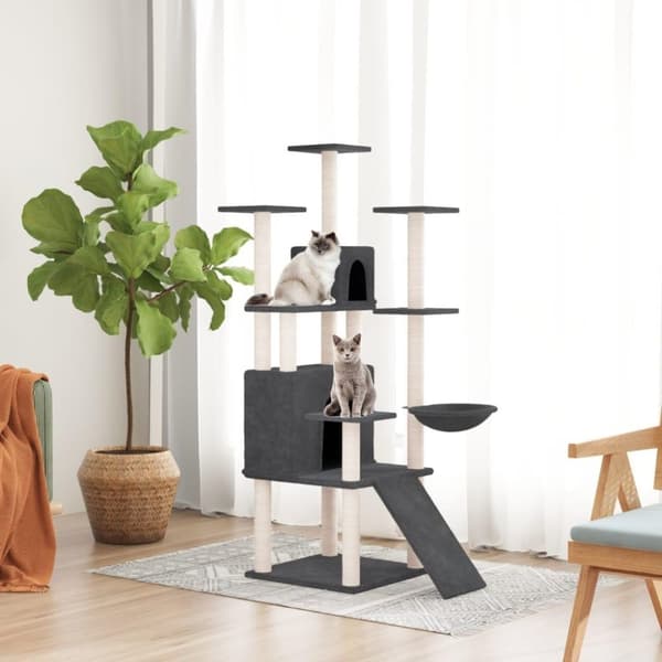vidaXL Klösträd med sisalpelare mörkgrå 154 cm