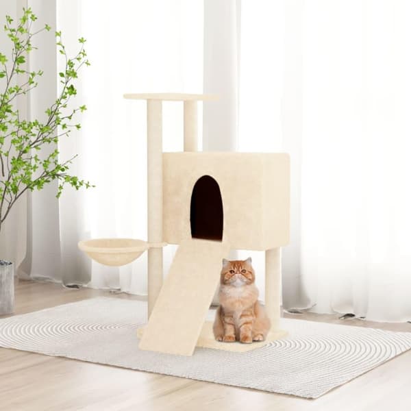 vidaXL Katträd med klöspelare sisal gräddvit 96 cm