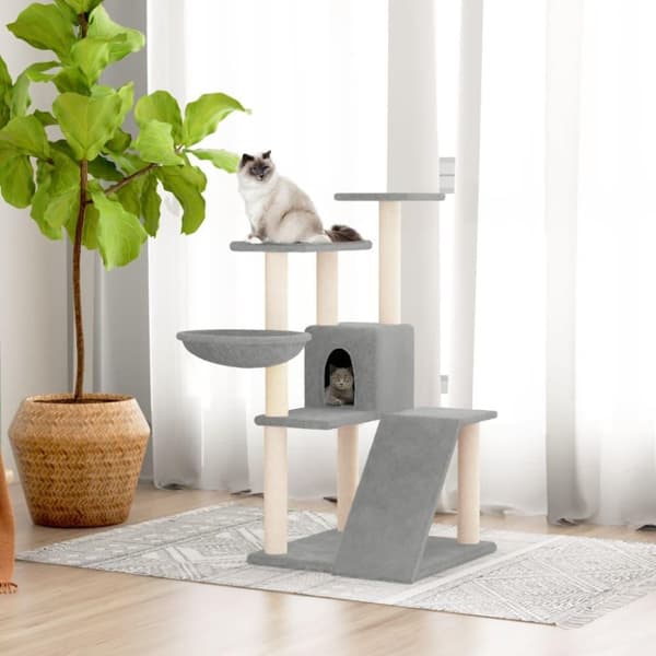 vidaXL Kattetre med klorestolper i sisal lysegrå 94 cm