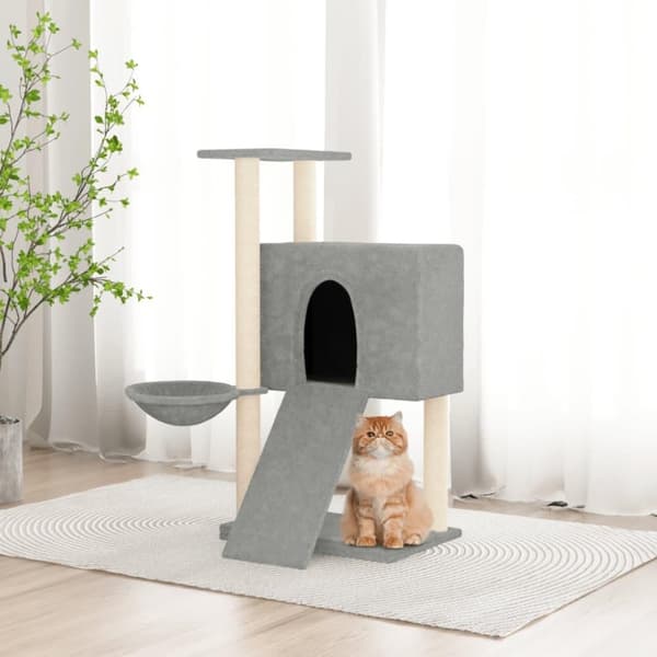 vidaXL Kattetre med klorestolper i sisal lysegrå 96 cm