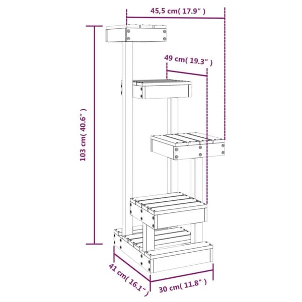 vidaXL kradsetræ 45,5x49x103 cm massivt fyrretræ