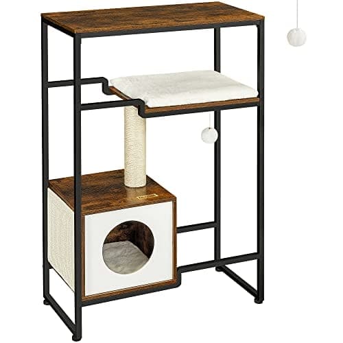 Feandrea PCT112x01 kissan raapimispylväs 2-in-1 huonekalut vintage ruskea