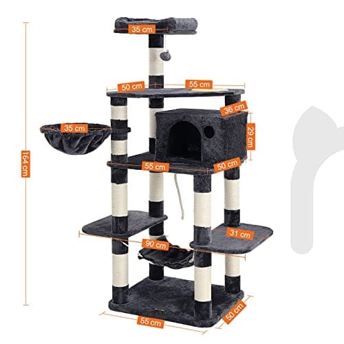 Feandrea Cat Tree, Play Tower 164 cm, Smoky Grey PCT99G