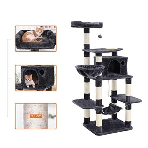 Feandrea Cat Tree, Play Tower 164 cm, Smoky Grey PCT99G