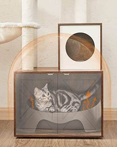 Feandrea Cat Scratching Post med affaldsbakke vintage brun